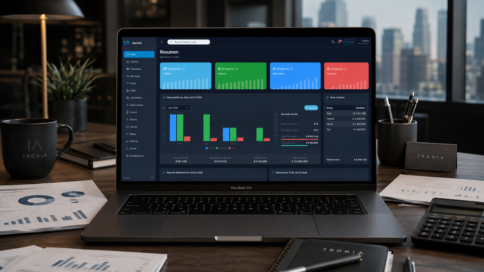 Dashboard SiprinIA — plataforma empresarial con inteligencia artificial